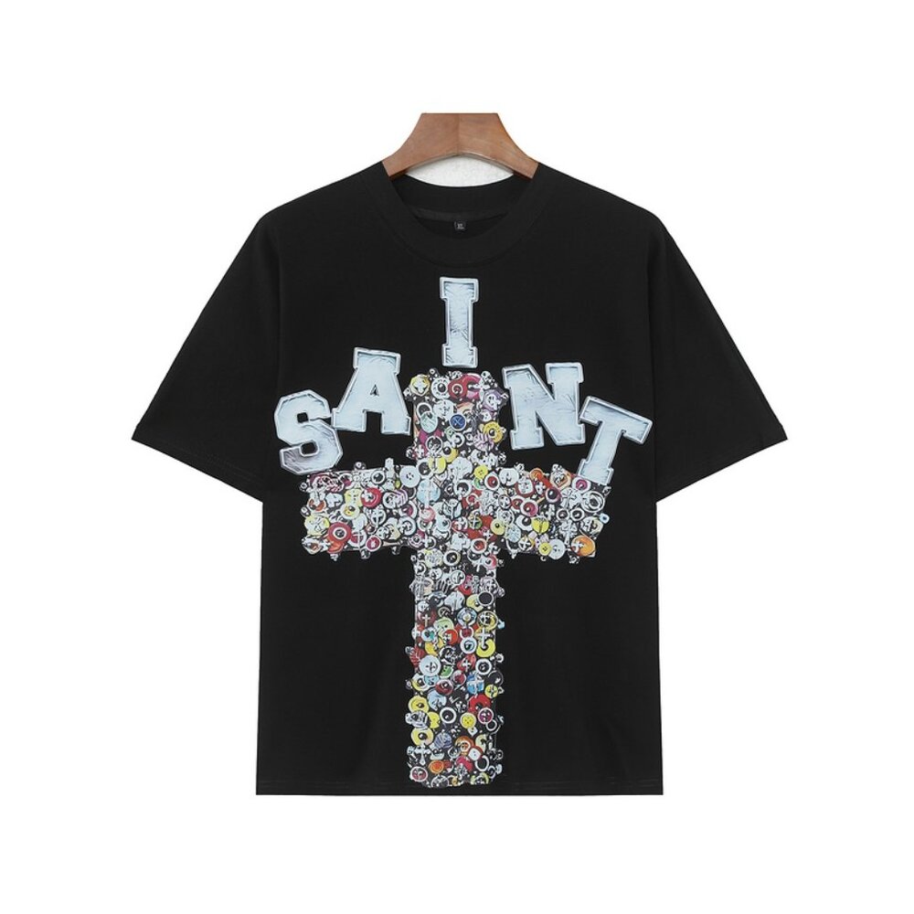 Billionaire Studios Edgy I Sant Cross Graphic Black Tee